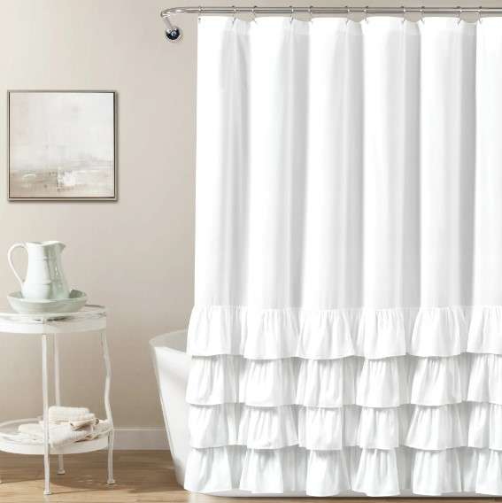 10 Ruffled Shower Curtains That Will Transform Your Bathroom 9 Tiered Ruffled Shower Curtain