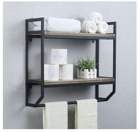 Towel bars with shelves