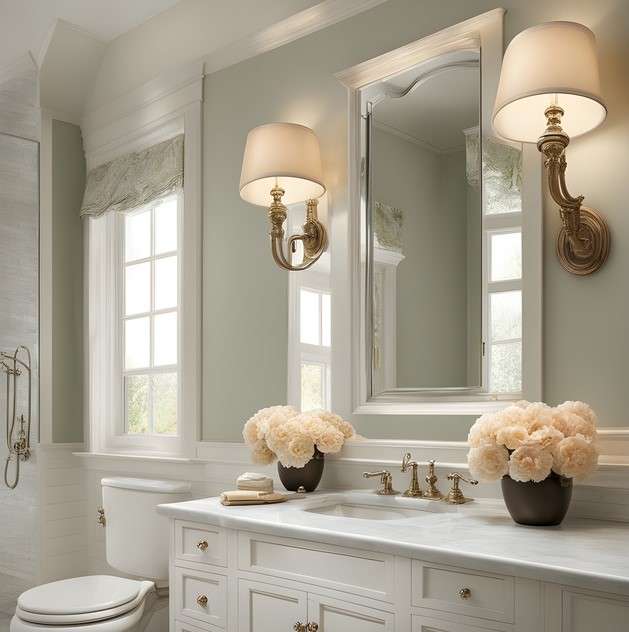 Traditional bathroom mirror and lighting ideas