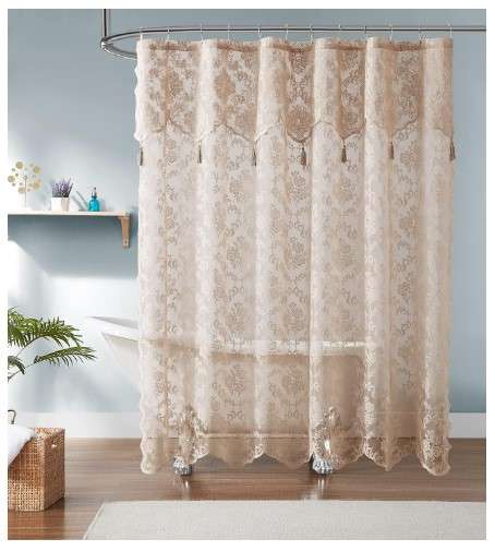 Lace Shower Curtains: Inspiration and Ideas 8 Two Tone Lace Lace Shower Curtains
