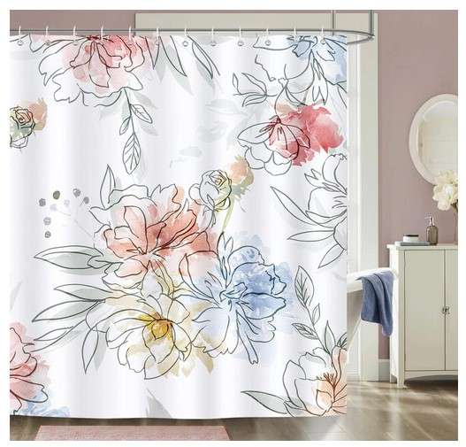 9 Shower Curtain Decorating Ideas for a Stylish Bathroom 4 Use Large Watercolor Shower Curtains