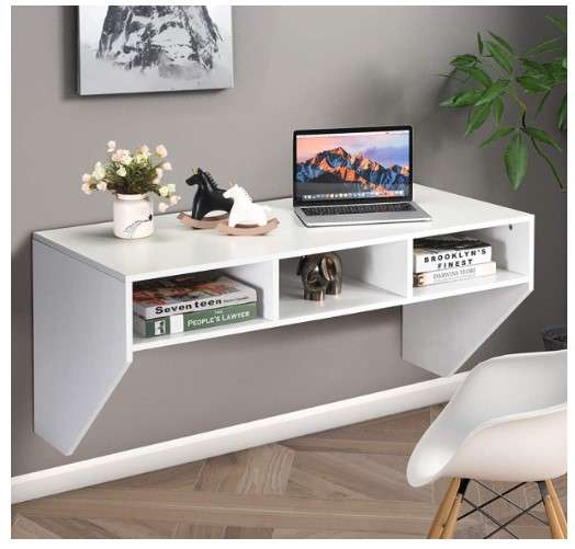 Wall Mounted Desk Hutch 42.5inch Floating Laptop Table Writing Desk