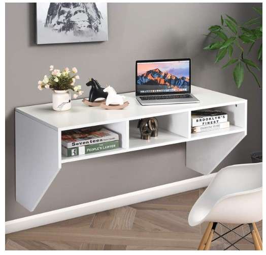Floating Wall Desks: 5 Modern and Space-Saving Ideas 7 Wall Mounted Desk Hutch 42.5inch Floating Laptop Table Writing Desk