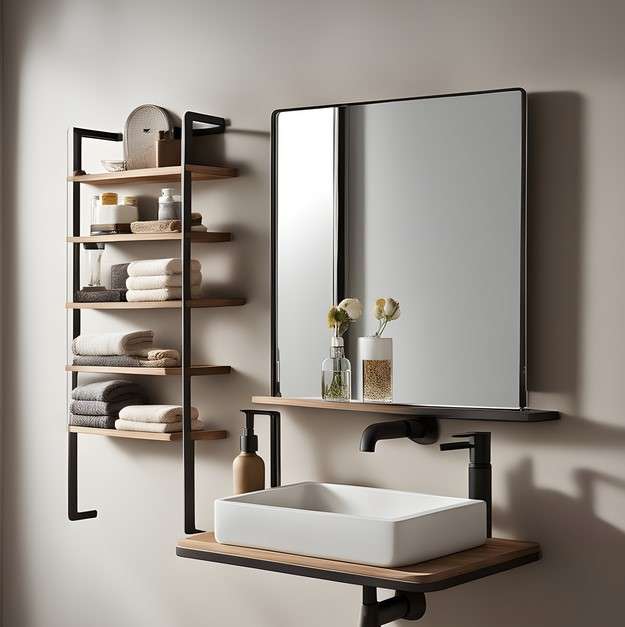 Wall mounted mirrors with shelves