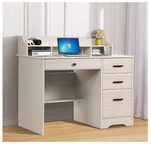 Office Desk With Drawers: The Ultimate Guide 9 White Desk with Drawers and Storage Home Office Desk Computer Desk with 4 Drawers Hutch