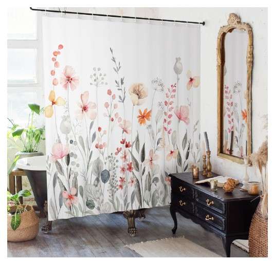 floral patterned shower curtain
