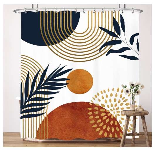 geometric patterned shower curtain