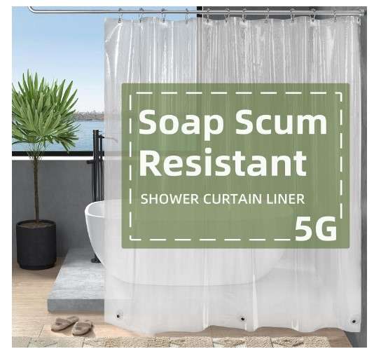 Mildew-Resistant Shower Curtains: The Best Options for a Mold-Free Bathroom 5 Amazer Extra Long Shower Curtain Liner 72 x 84 Clear Plastic Shower Liner