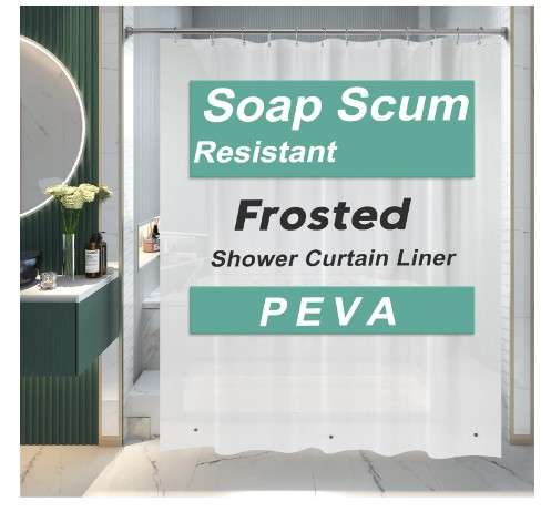 6 Best Vinyl Shower Curtain Ideas for Your Bathroom 7 AmazerBath Shower Liner, 72x78 Plastic Frosted Shower Curtain Liner