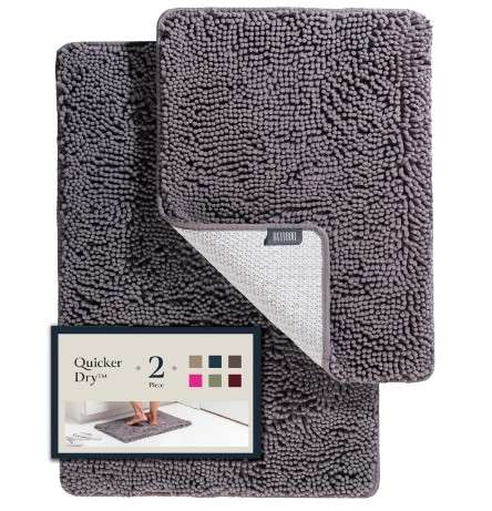 BELADOR Bathroom Rugs Sets 2 Piece Plush Bath Mat Set Quick Dry Soft Chenille Bathroom Mat with Rubber Backing
