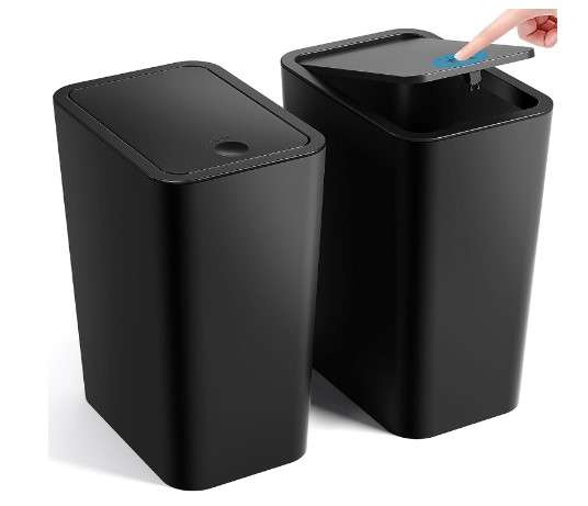 Modern Bathroom Trash Cans With Lids: Reviews and Recommendations 5 Bathroom Trash Can with Lid, 2 Pack 4 Gallons/15 Liters Garbage Can with Pop-Up Lid