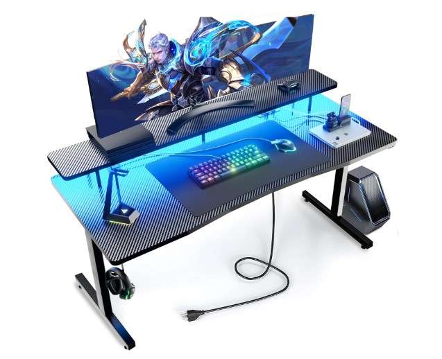 GTRACING 55 Inch Gaming Desk with LED Lights