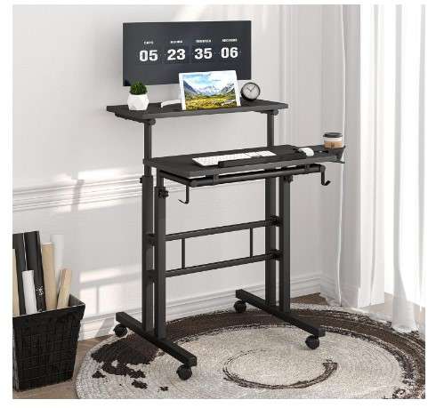 Klvied Adjustable Height Standing Desk with Cup Holder