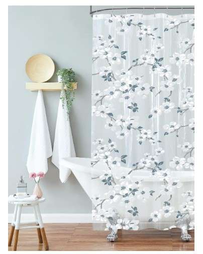 Laura Ashley Steel Iona PEVA Shower Curtain