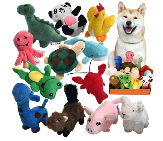 Legend Squeaky Plush Dog Toy Pack 12 Soft Stuffed Puppy Chew Toys with Squeakers