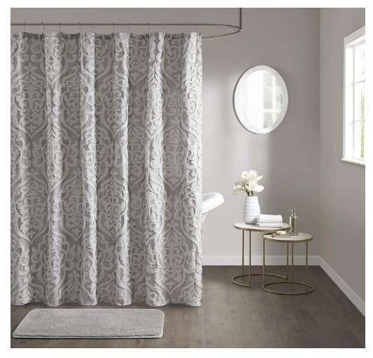 Polyester Shower Curtains: The Best Options for Your Bathroom 7 Madison Park Odette Fabric Shower Curtain Luxe Textured Jacquard