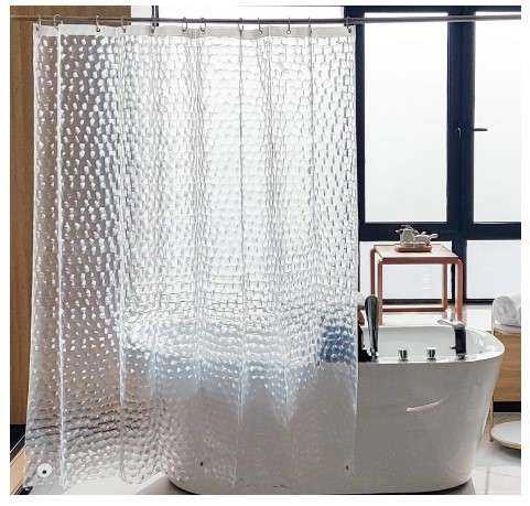 Mildew-Resistant Shower Curtains: The Best Options for a Mold-Free Bathroom 7 NTBAY EVA Clear Shower Curtain with Water Cube