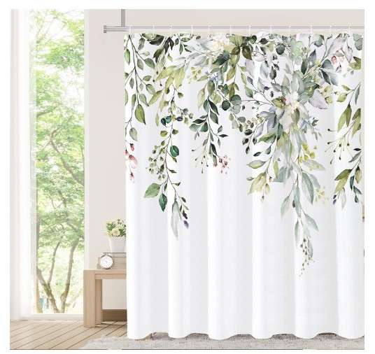 Polyester Shower Curtains: The Best Options for Your Bathroom 5 Tititex Sage Green Eucalyptus Shower Curtain