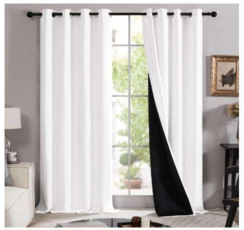 Deconovo White Blackout Curtains for Bedroom and Living Room