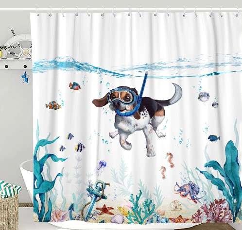 Funny Shower Curtains: A Bathroom Essential 9 Funny Dog Shower Curtain Teal Blue Sea Ocean Waterproof Fabric Shower Curtains