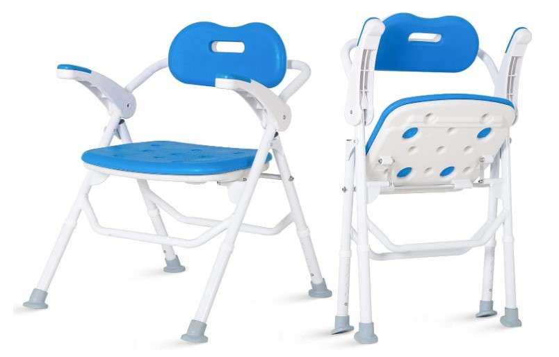 HEINSY Folding Shower Chair with Armrests and Back