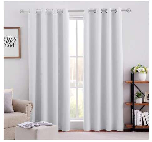 HOMEIDEAS Greyish White Blackout Curtains for Bedroom and living room