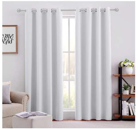 HOMEIDEAS Greyish White Blackout Curtains for Bedroom