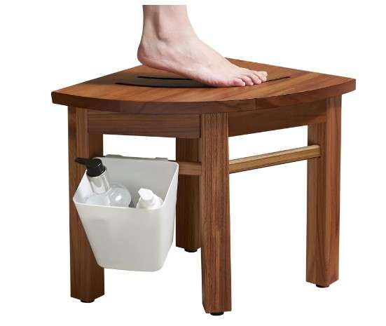 Lovitgo 12 Teak Shower Stool for Shaving Legs