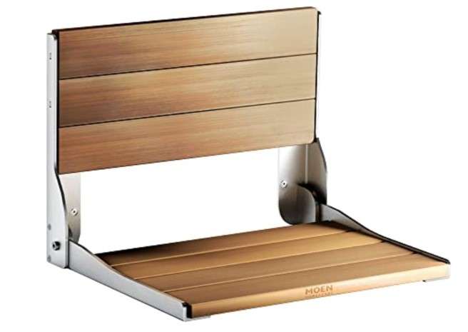 Moen Bath Safety Furniture Wood Home Care Teak Wood Aluminum Folding Shower Seat