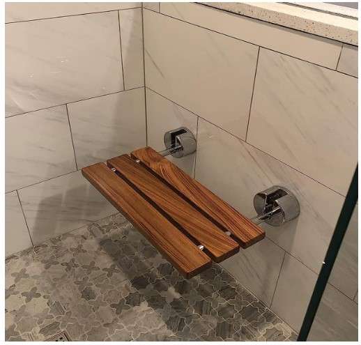 OasisSpace 20 Teak Folding Shower Seat Bench