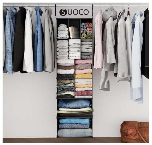 SUOCO Hanging Closet Organizer and Storage with Dividers