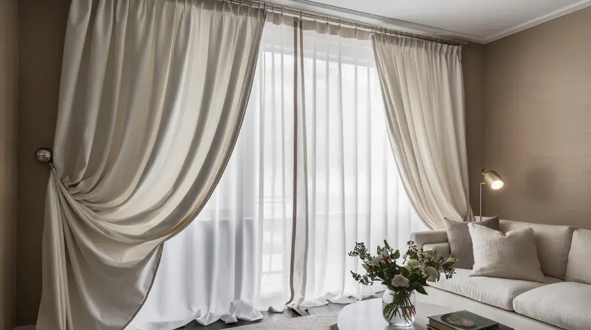 White Blackout Curtains for Living Room