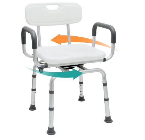 The Best Sliding Bathtub Chairs for Elderly 7 360 Degree Shower Chair Swivel,Portable Seat with Armrests and Back, Adjustable Height Seat for Bathtub