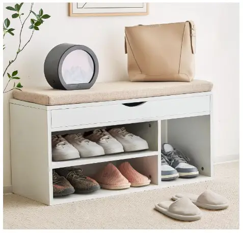 Brilliant Bedroom Storage Bench Ideas You Wish You Knew Sooner 11 Apicizon Storage Bench, Shoe Bench with Flip Top Storage Space and Padded Cushion, Wooden Bench with Storage for Entryway, Living Room, 2-Tier Shoe Rack Organizer, White