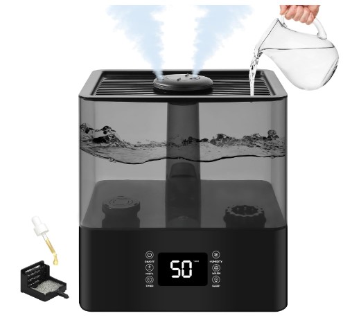 Deepwave 6L Humidifiers for Bedroom Large Room, Cool and Warm Mist Humidifiers for Nursery & Plants