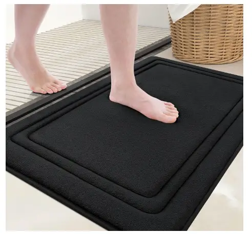 Transform Your Bathroom: 7 Memory Foam Rugs That Add Luxury and Style 5 Grandaily Memory Foam Bath Mat Rug 24x16, Ultra Soft, Non-Slip and Absorbent Bathroom Rugs, Machine Wash Dry, Comfortable Bath Rug Carpet for Bathroom Floor, Tub and Shower, Black