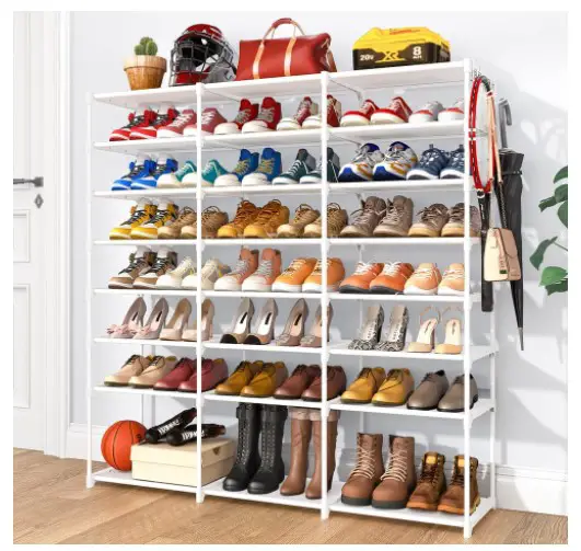 Modern Shoes Rack Design Ideas: Say Goodbye to Clutter 5 Kitsure Shoe Organizer - 8-Tier Large Shoe Rack for Closet Holds Up to 48 Pairs Shoes, Multipurpose Shoe Shelf with Hook Rack, Stackable Tall Shoe Rack for Entryway, Bedroom, Garage,White