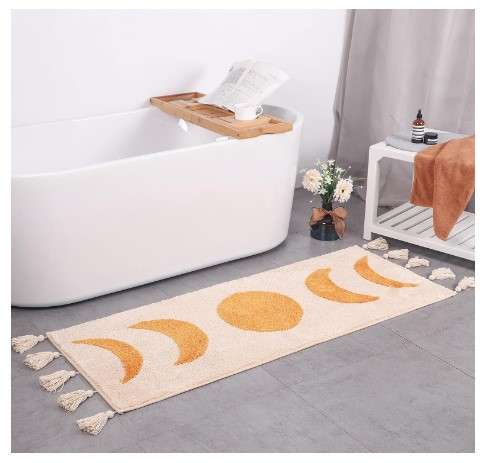 5 Modern Boho Bathroom Rugs: The Ultimate Guide 7 LABEND HOME Half Moon Bohemian Area Rugs