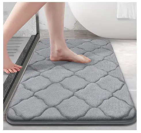 Transform Your Bathroom: 7 Memory Foam Rugs That Add Luxury and Style 3 OLANLY Memory Foam Bath Mat Rug 24x16, Ultra Soft Non Slip and Absorbent Bathroom Rug, Machine Wash Dry, Comfortable, Thick Bath Rug Carpet for Bathroom Floor, Tub and Shower, Grey