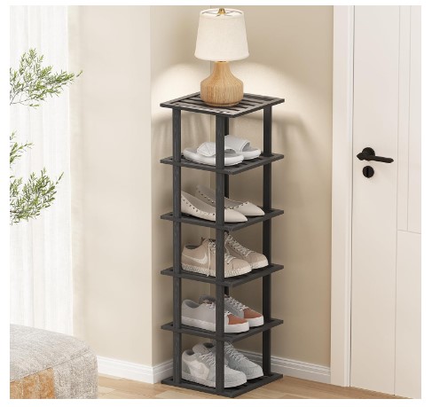 Modern Shoes Rack Design Ideas: Say Goodbye to Clutter 11 SHIISEWE Bamboo Shoe Rack for Small Spaces 6 Tier Tall Vertical Narrow Rack for Closet Stackable Shoe Holder, Black Stand for Entryway Storage Shoe Organizer