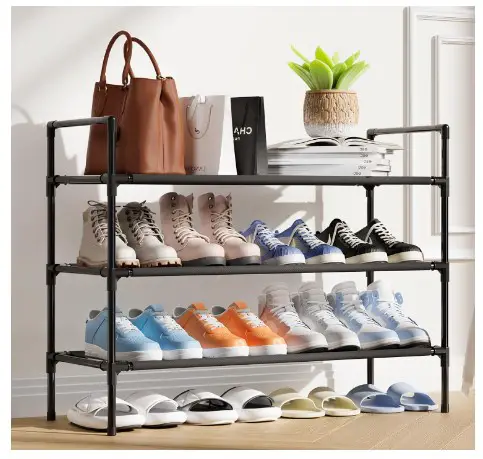 Best Shoes Storage Ideas: Say Goodbye to Clutter 3 Shoe Rack - X-Large 3-Tier, Up to 16 Pairs, Sturdy Metal, Stackable Shoe Organizer for Closet, Garage & Corridor, Shoe Storage Rack for Entryway, Black