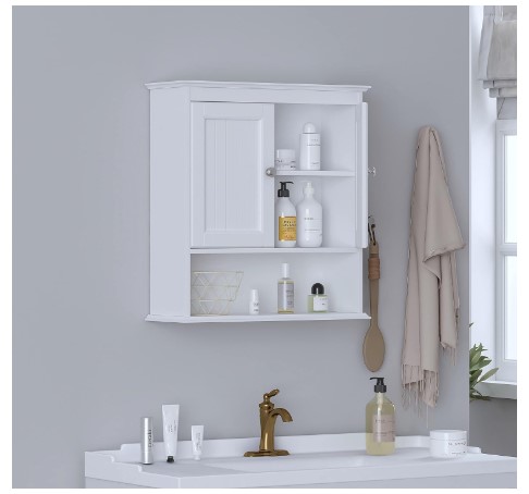 Wall Mounted Bathroom Cabinets: The Ultimate Guide 3 Spirich Bathroom Cabinet Wall Mounted with Doors, Wood Hanging Cabinet with Doors and Shelves Over The Toilet, Bathroom Wall Cabinet White