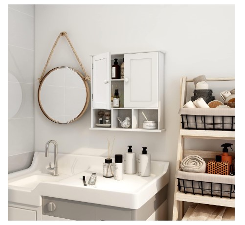 Wall Mounted Bathroom Cabinets: The Ultimate Guide 5 TaoHFE Bathroom Wall Cabinet with 2 Door Adjustable Shelves,Over The Toilet Storage White Wall Mounted Medicine Cabinets for Bathroom