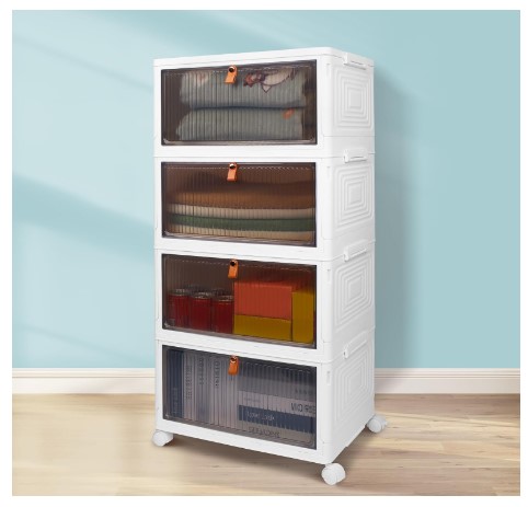 7 Genius Storage Cabinet Ideas for a Clutter-Free Bedroom 1 4 Tier Stackable Plastic Storage Bins with Lids and Wheels - 23QT Closet Organizers and Storage, Foldable Storage Containers, Organization and Storage Boxes for Home, Pantry, Office, Dorm Room