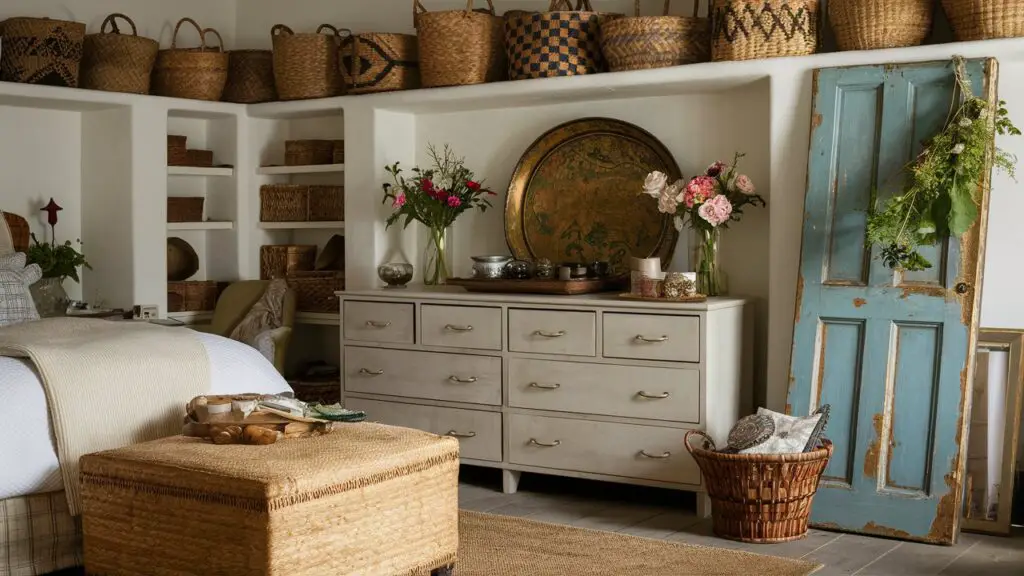 10 Modern Bohemian Bedroom Décor Ideas to Create a Cozy Oasis 8 Accessories Woven Baskets and Decorative Trays