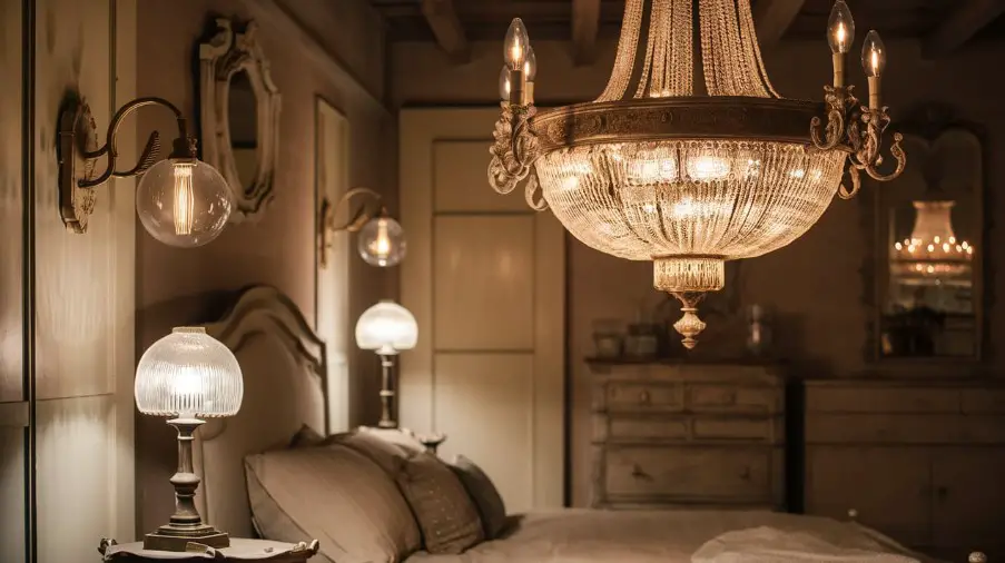 10 Vintage Bedroom Decor Ideas That Will Transport You Back in Time 8 Add Vintage Lighting Fixtures