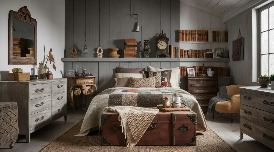 10 Modern Rustic Bedroom Décor Ideas You'll Love 4 Add Vintage Touches
