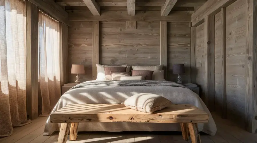 10 Rustic Bedroom Furniture Ideas for a Charming Home 6 Add a Rustic Bench