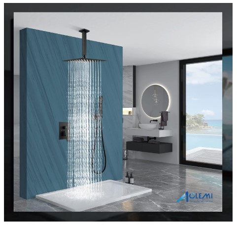 7 Modern Shower Head Types That Will Transform Your Bathroom 13 Aolemi Ceiling Mount Shower System, 12 Inch Rain Shower Head with Handheld Spray High Pressure Shower Faucet Set Rough-in Valve and Shower Trim Included Bathroom Matte Black Square Knob