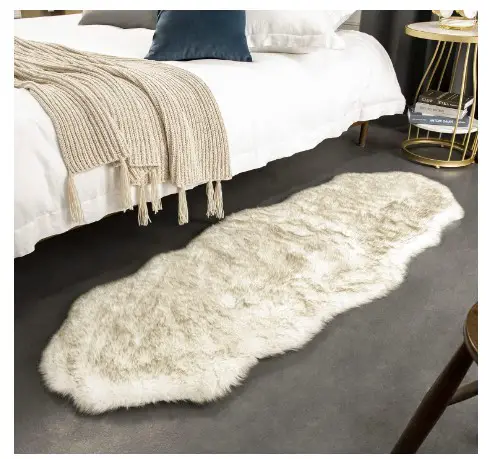 7 Affordable Cozy Bedroom Rugs Under $100 11 Ashler HOME DECO Ultra Soft Faux Fox Fur Rug White Brown Fluffy Area Rug, Carpets Fluffy Rug Chair Couch Cover for Bedroom Floor Sofa Living Room 2 x 6 Feet